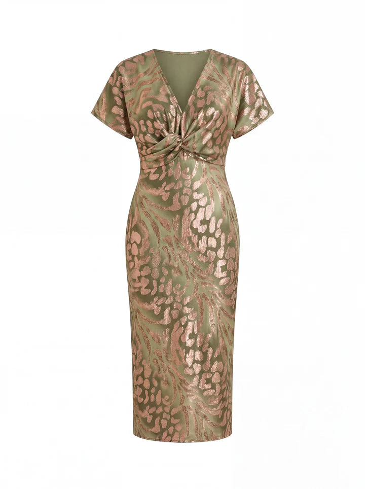 Zayra - Vestido Midi Cobre con Lazo en Cintura