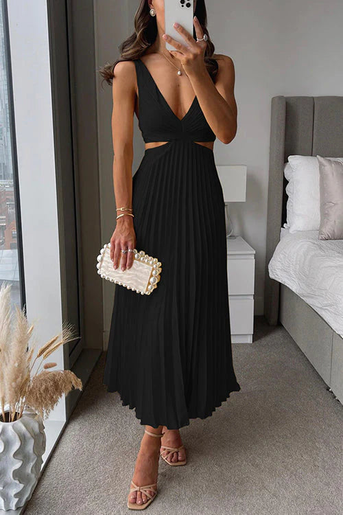 Catarina - Vestido Maxi Plisado de Flujo Elegante