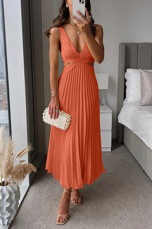Catarina - Vestido Maxi Plisado de Flujo Elegante