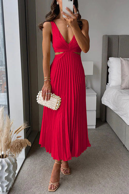 Catarina - Vestido Maxi Plisado de Flujo Elegante