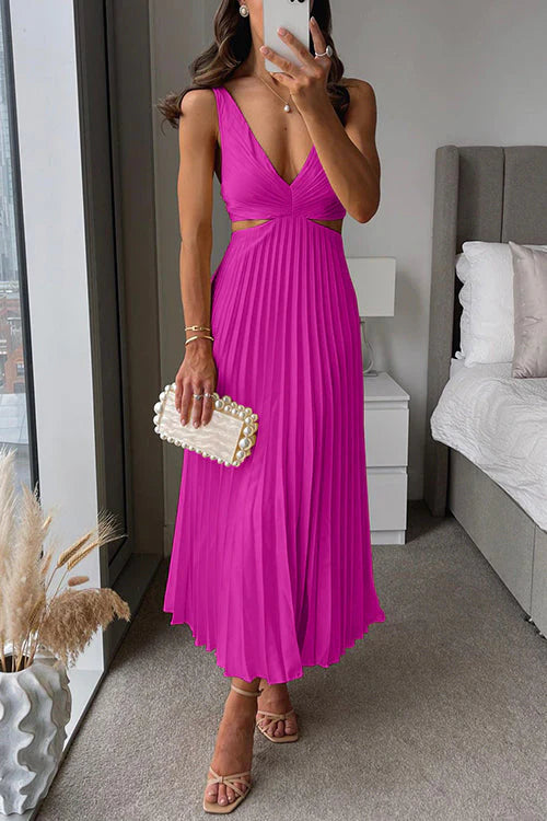 Catarina - Vestido Maxi Plisado de Flujo Elegante