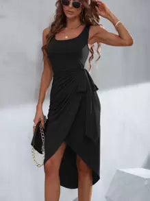 Candela - Vestido Midi con Tirantes Anudados y Alta Elasticidad