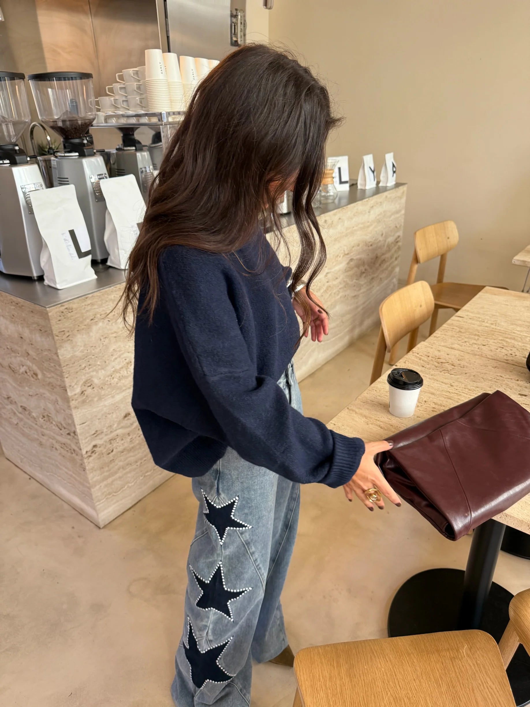 Sara - Jeans Denim con Estampado de Estrellas