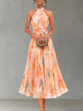 Aurora - Vestido Largo Plisado con Estampado Floral