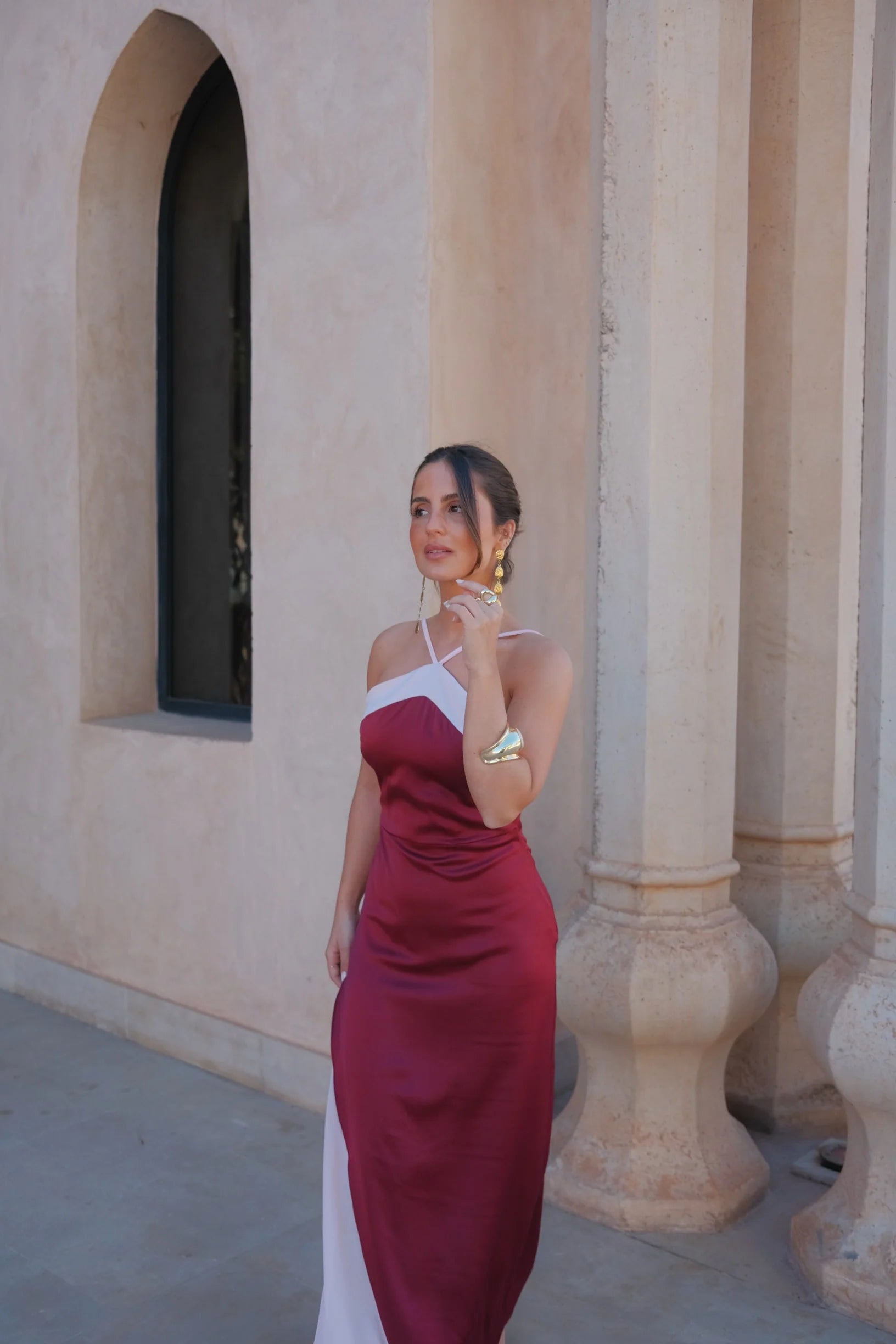 Oasis - Vestido Burdeos con Elastano