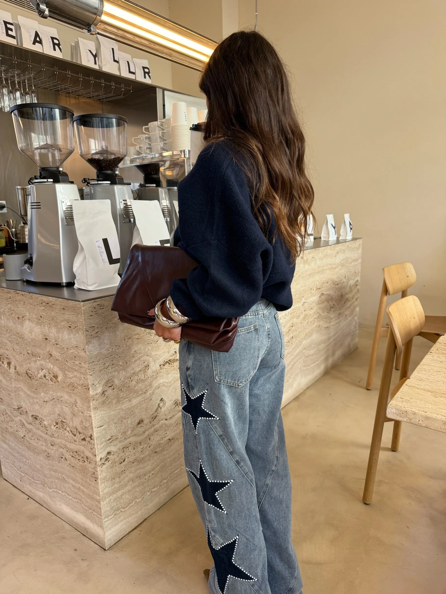 Sara - Jeans Denim con Estampado de Estrellas