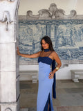 Zahara - Vestido Azul con Pañuelo Incluido