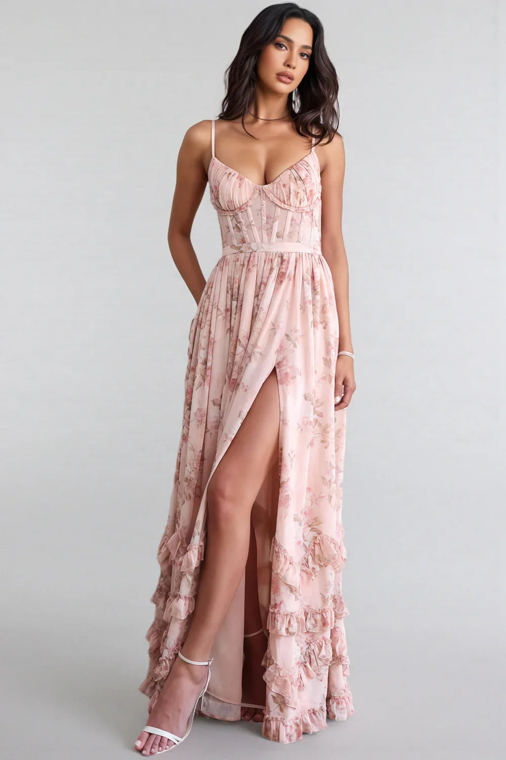 Violetta - Vestido Largo Boho con Volantes y Abertura Lateral