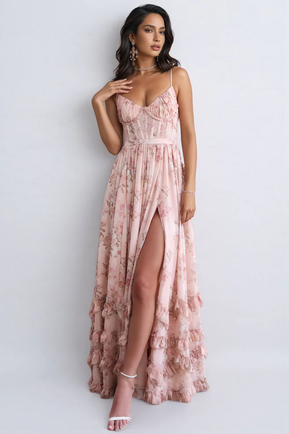 Violetta - Vestido Largo Boho con Volantes y Abertura Lateral
