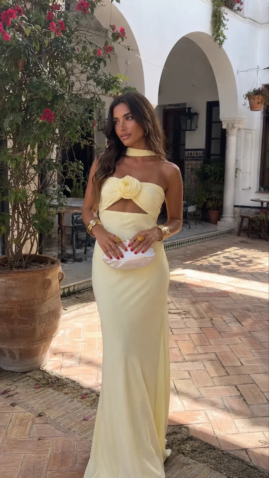 Susana - Vestido Pastel con Bufanda Incluida