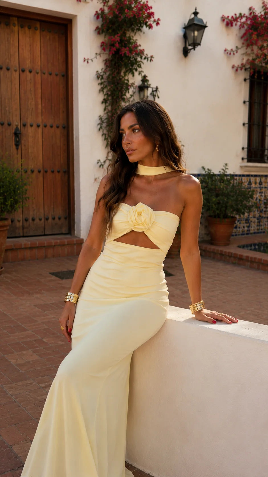 Susana - Vestido Pastel con Bufanda Incluida