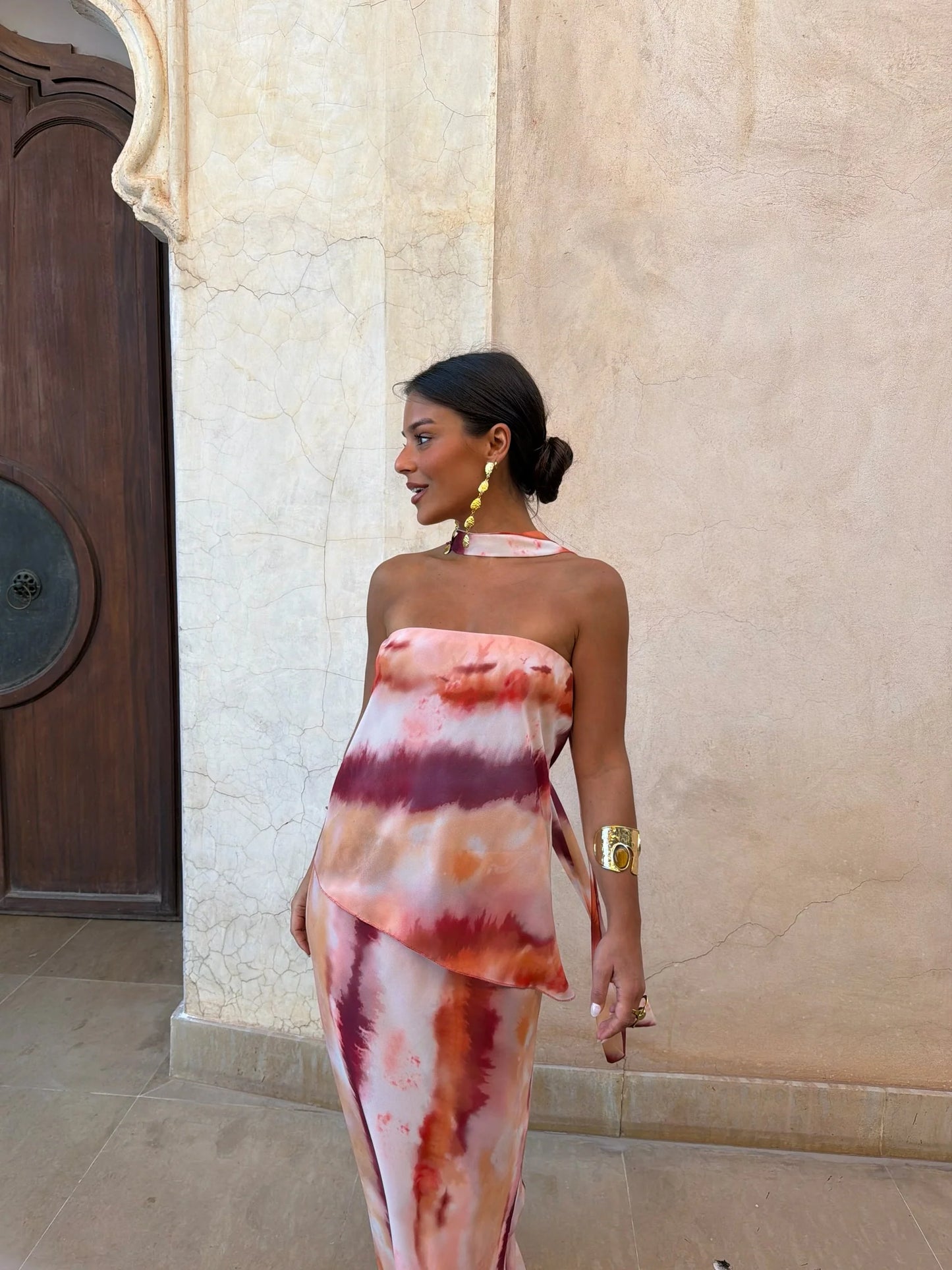 Aitana - Vestido Strapless con Pañuelo Incluido