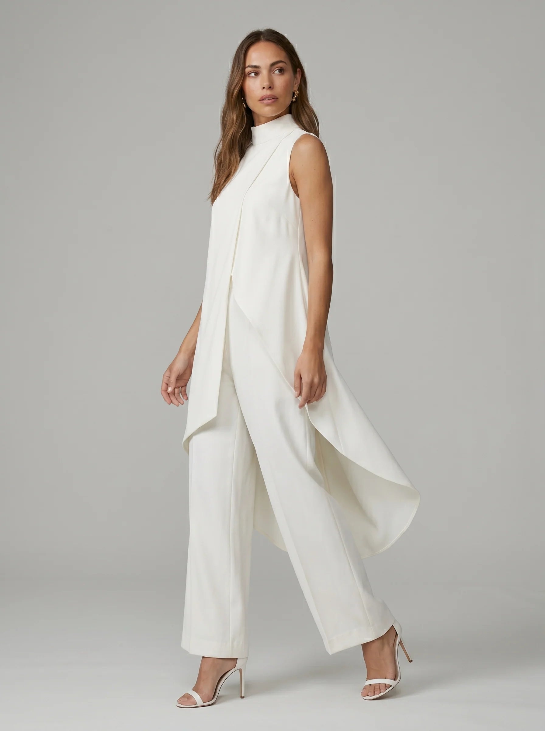 Sara - Conjunto Largo Elegante con Top Asimétrico y Pantalón Fluido