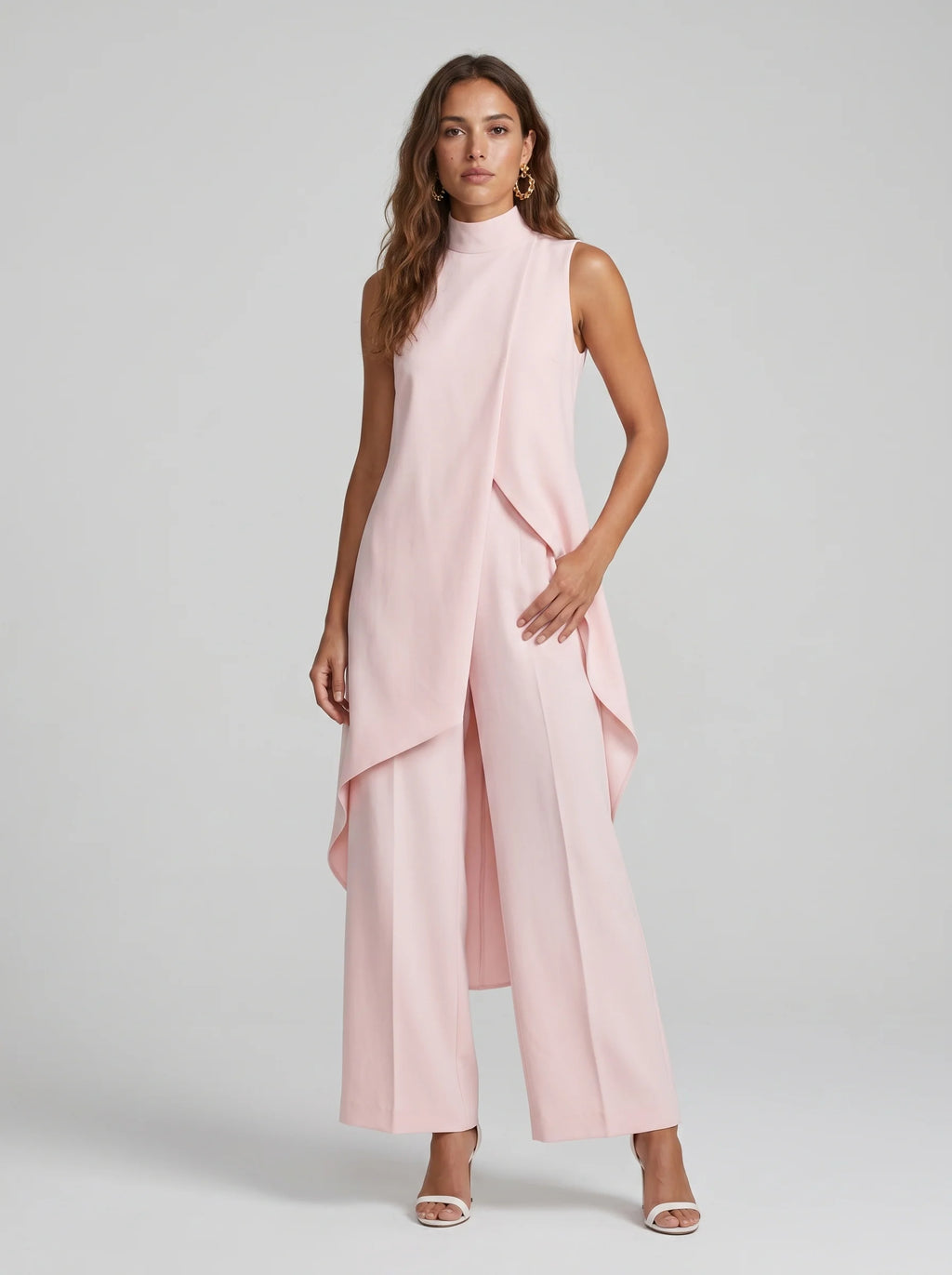 Sara - Conjunto Largo Elegante con Top Asimétrico y Pantalón Fluido