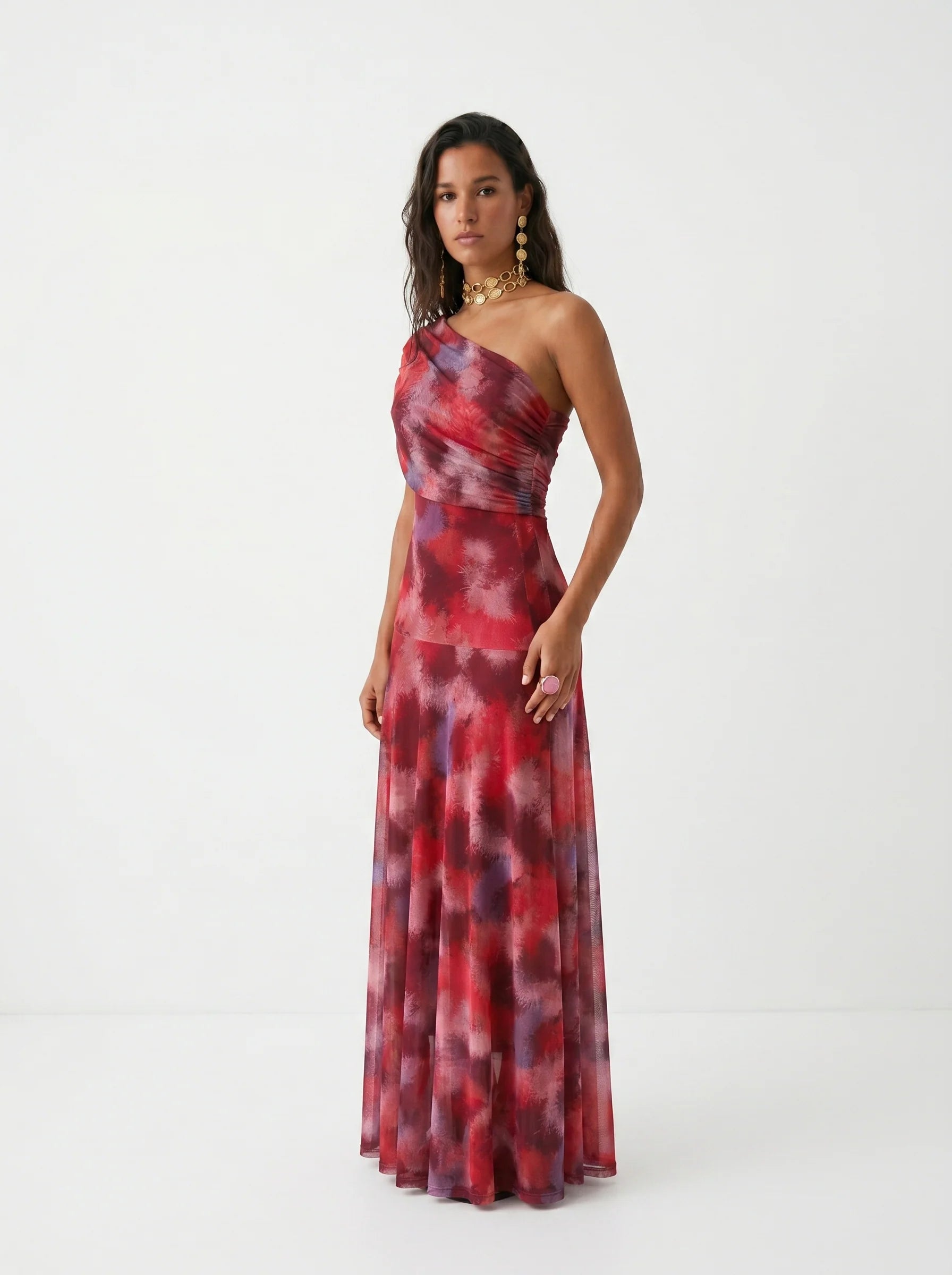 Carla - Vestido Maxi Off-Shoulder con Drapeado