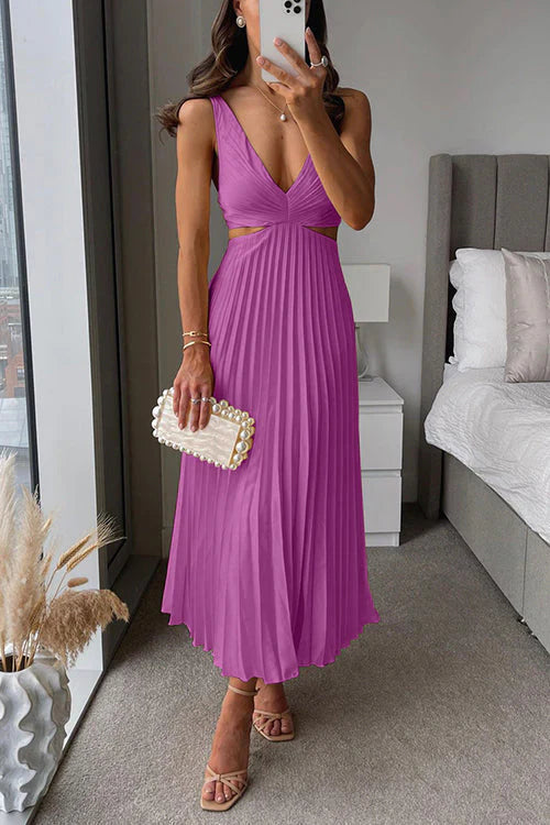Catarina - Vestido Maxi Plisado de Flujo Elegante