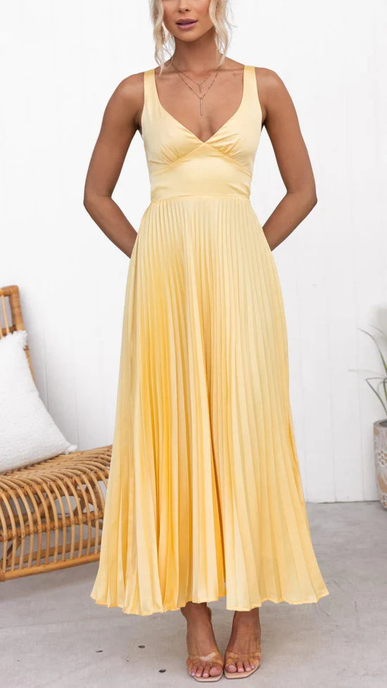 Ana - Vestido Maxi Plisado con Tirantes