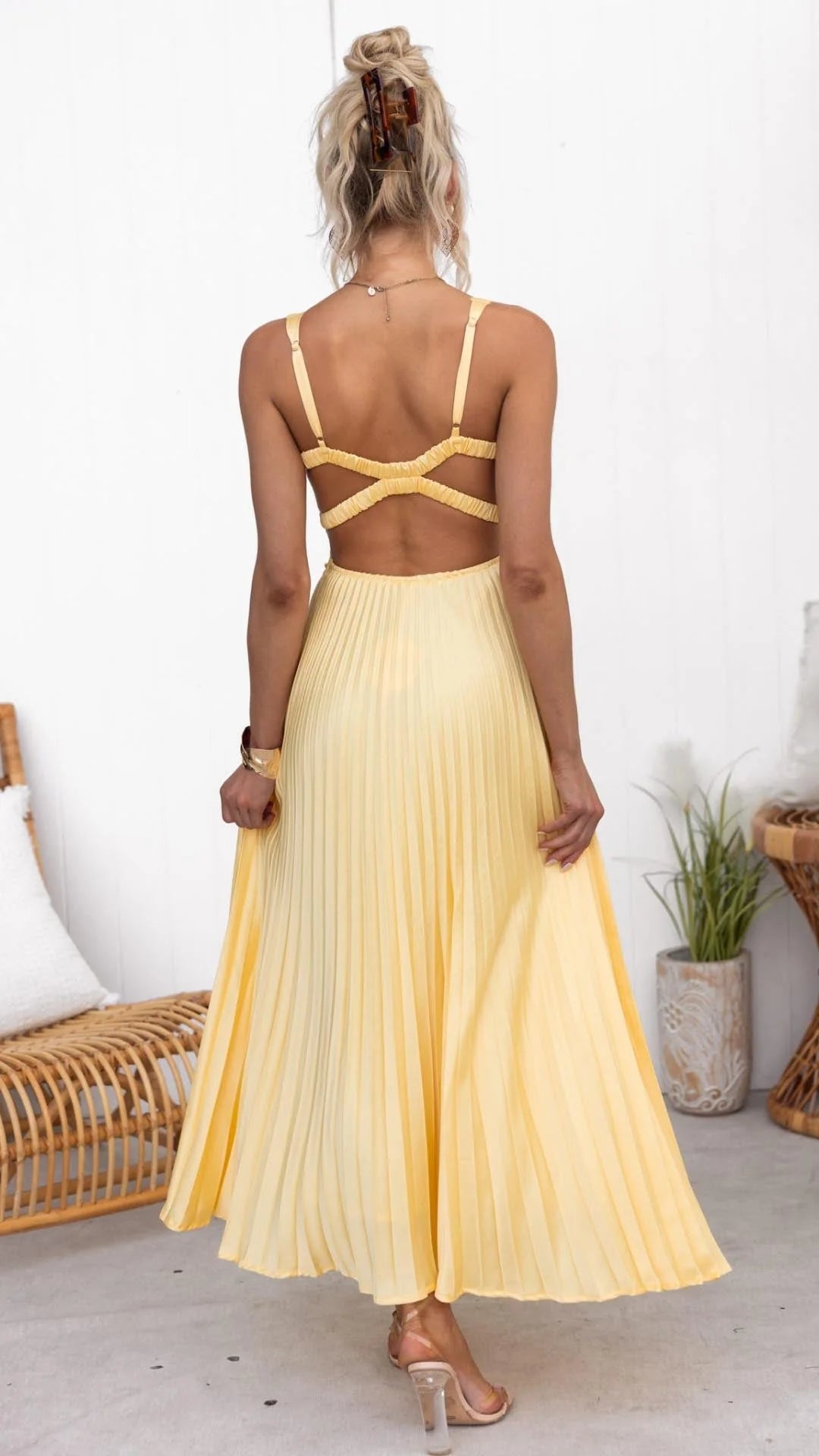 Ana - Vestido Maxi Plisado con Tirantes