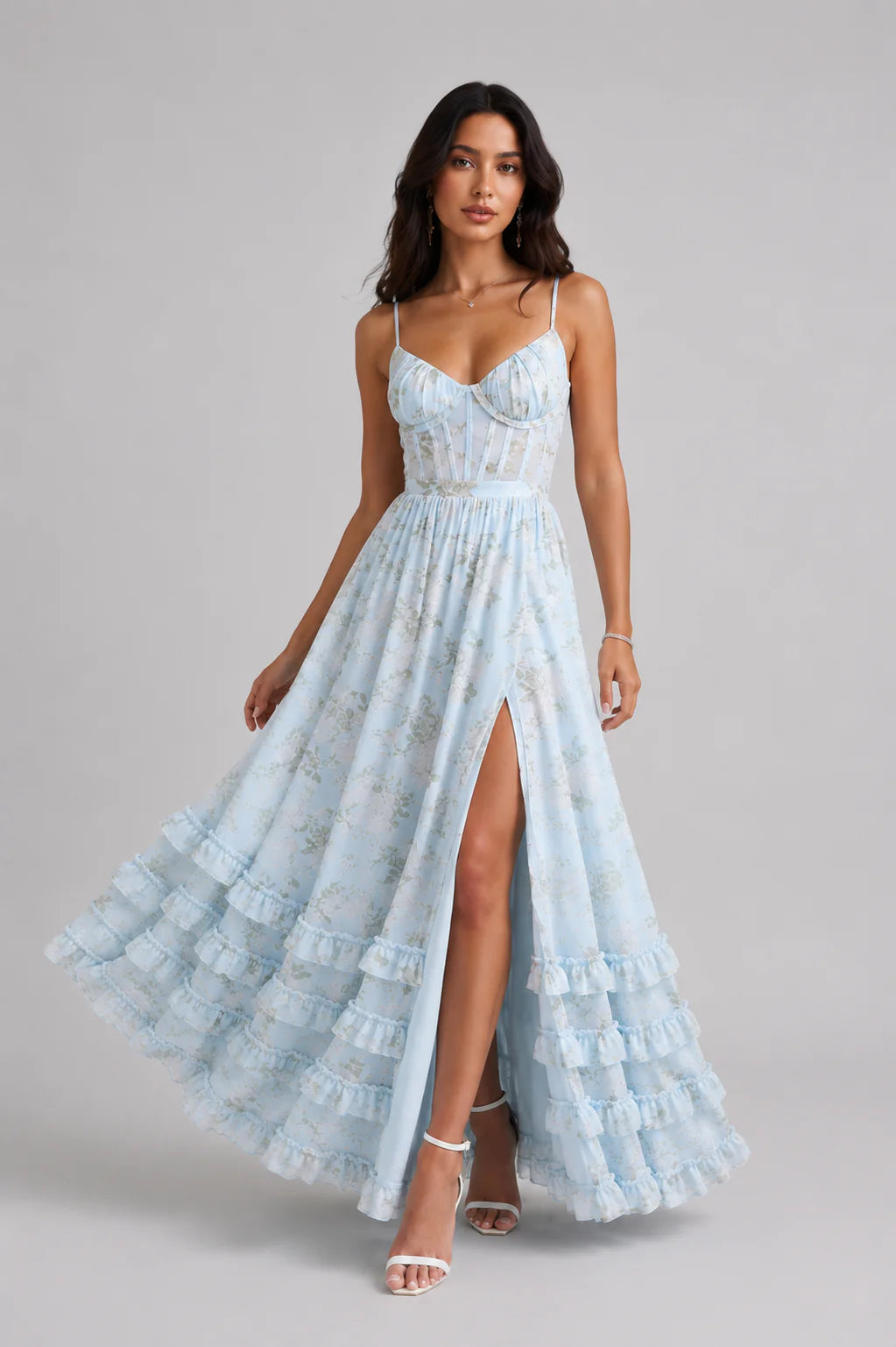 Violetta - Vestido Largo Boho con Volantes y Abertura Lateral
