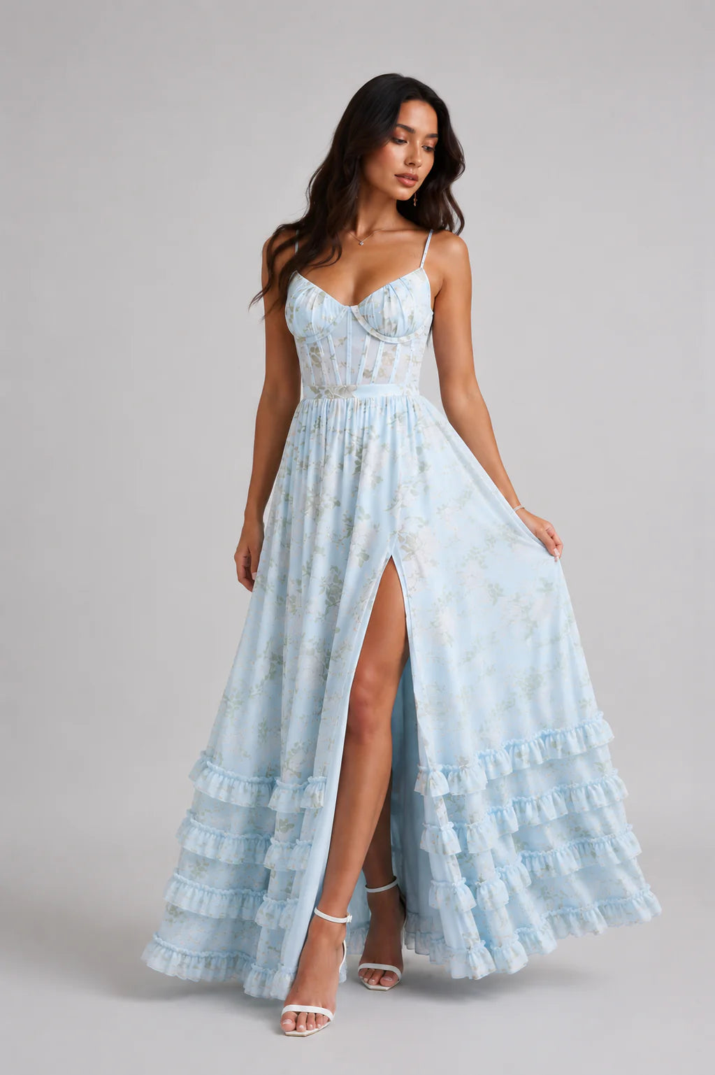Violetta - Vestido Largo Boho con Volantes y Abertura Lateral