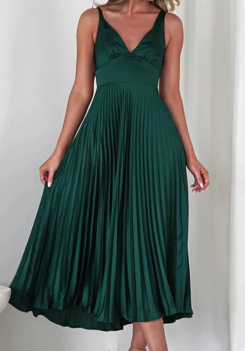 Ana - Vestido Maxi Plisado con Tirantes